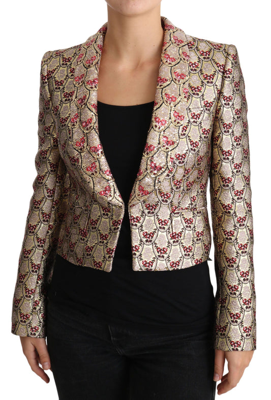 Glitzernde Blazerjacke mit goldenen Blumenpailletten