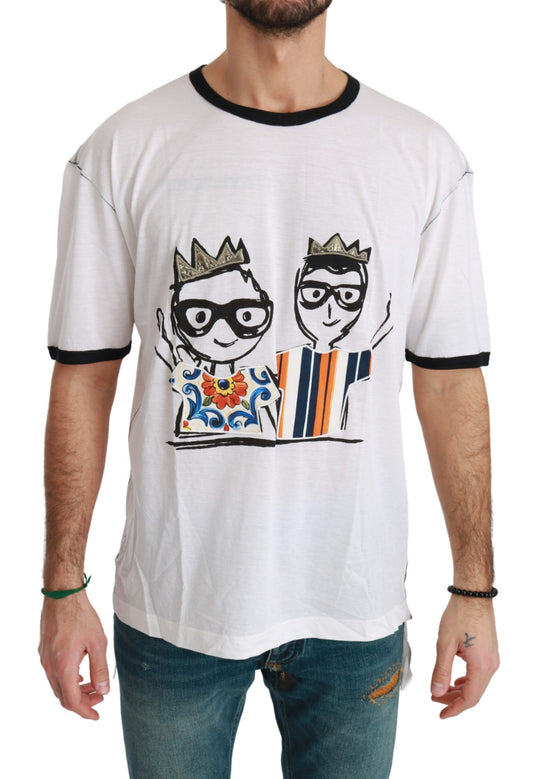 Elegantes weißes Herren-T-Shirt aus Seidenmischung