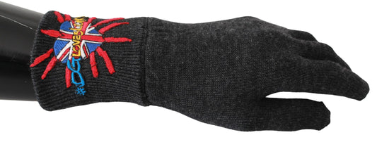 Graue Unisex-Handschuhe aus Schurwolle