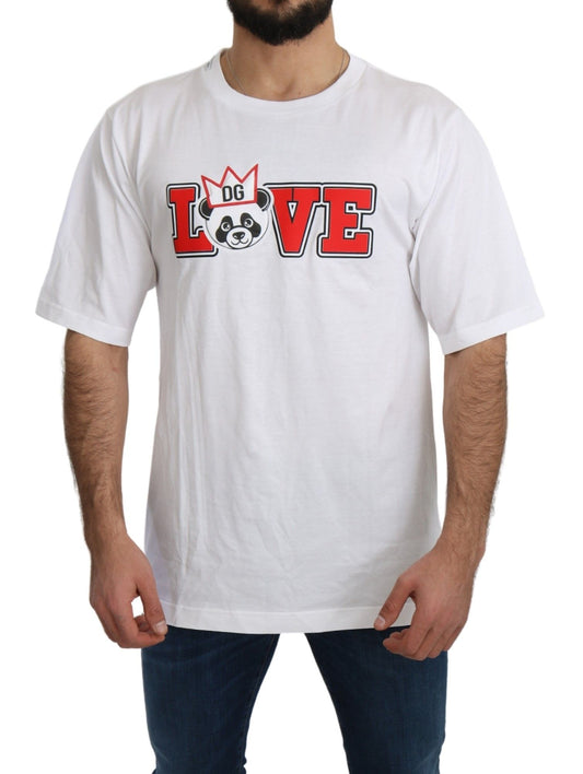 Schmales Rundhals-T-Shirt mit Panda-Motiv