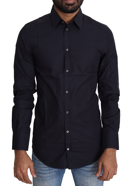 Marineblaues Slim Fit-Hemd der Gold Series