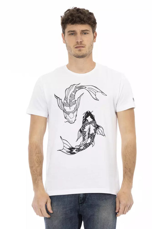Schickes weißes Rundhals-Baumwoll-T-Shirt