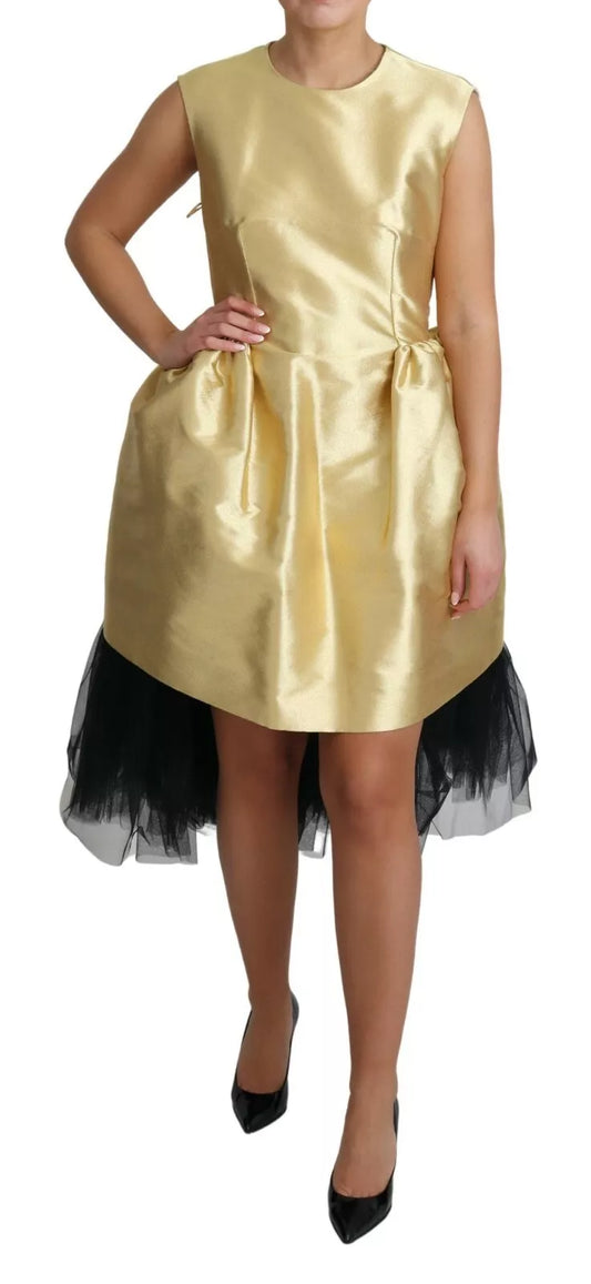 Ärmelloses A-Linien-Tüllkleid aus Polyester in Gold