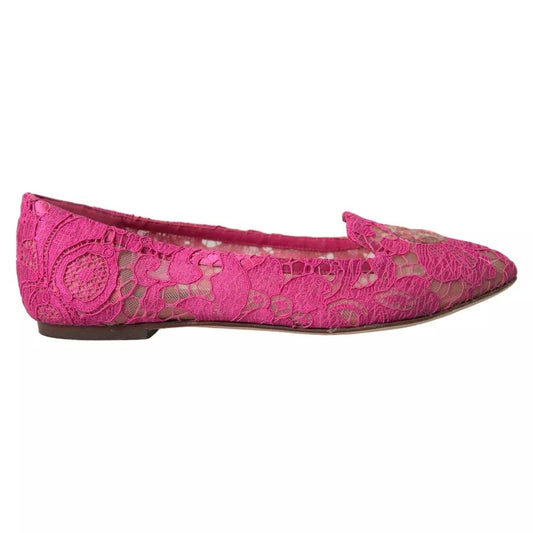 Rosafarbene flache Slipper „Taormina“ mit Spitze