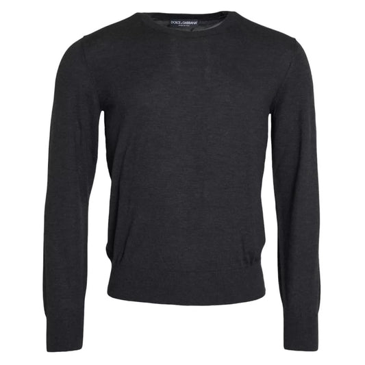 Dunkelgrauer Pullover aus Kaschmir mit Rundhalsausschnitt