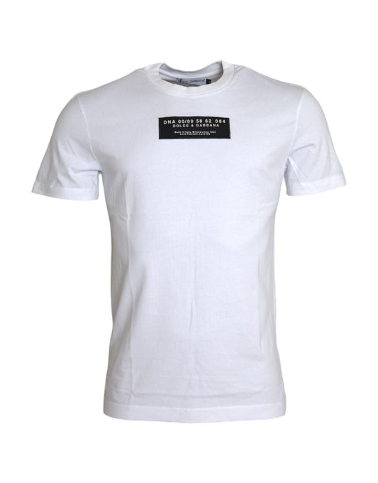 Weißes Baumwoll-DG-Applikations-T-Shirt für Herren