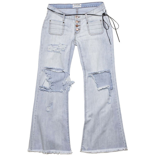 Light Blue Cotton Women's Flared Jeans