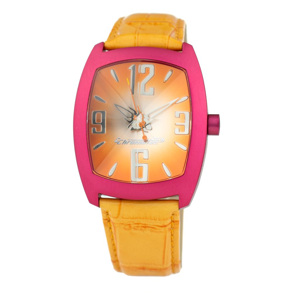 orangefarbene Lederuhr