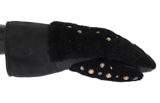 Mit Nieten besetzte schwarze Herrenhandschuhe aus Leder