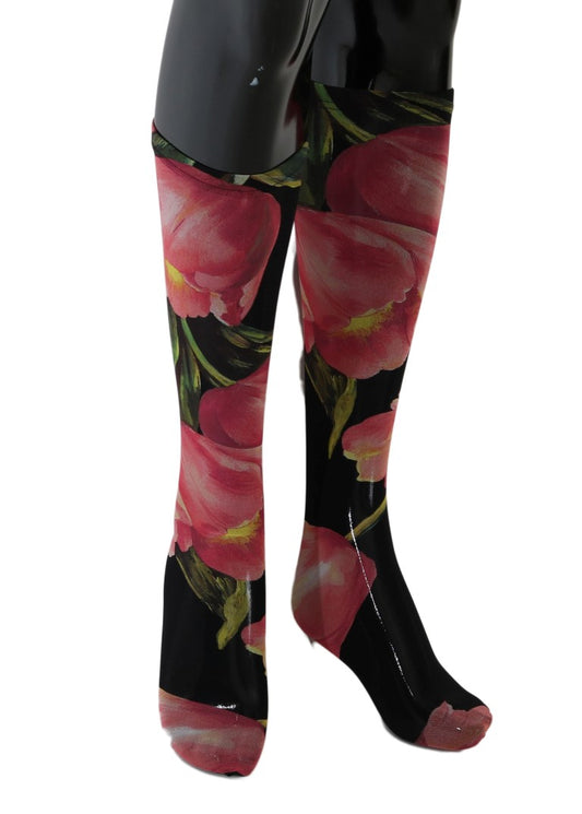 Florale Stretch-Nylonstrümpfe