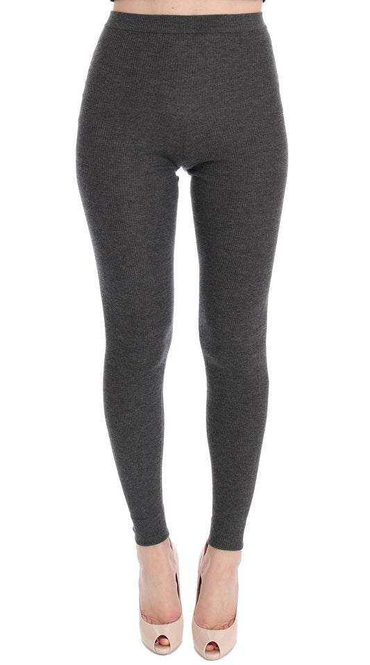 Schicke graue Strumpfhose aus Kaschmir mit hoher Taille