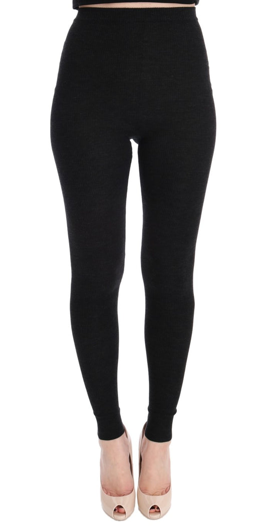 Elegante High-Waist-Strumpfhose aus Wolle in Dunkelgrau