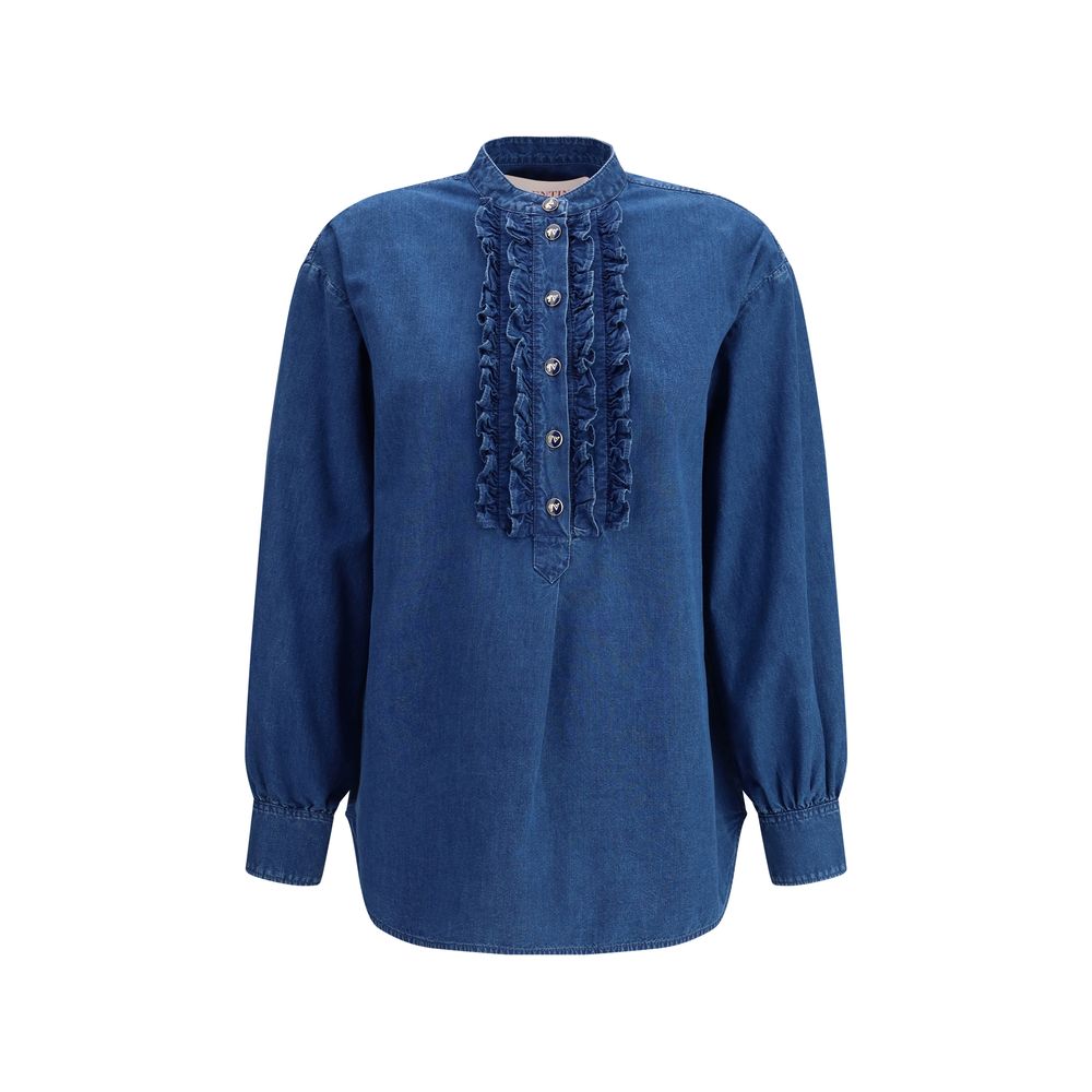 Ruffle denim Shirts