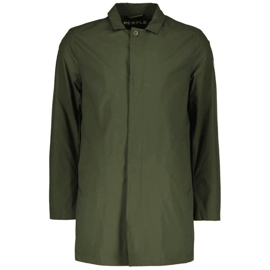 Green Recycled Polyester Men Trench