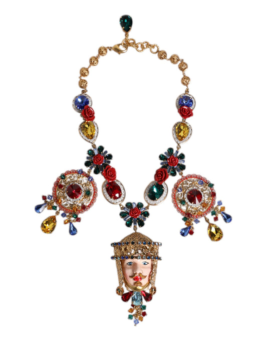 Multicolor Whimsical Face Charm Pendant Beaded Necklace
