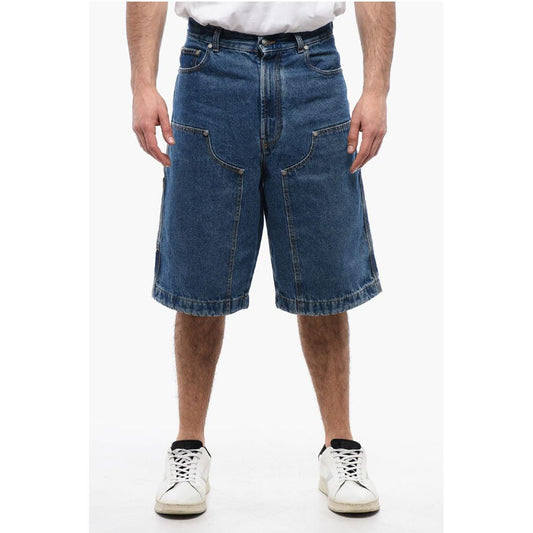 Multipocketed Mid Wash Denim Shorts