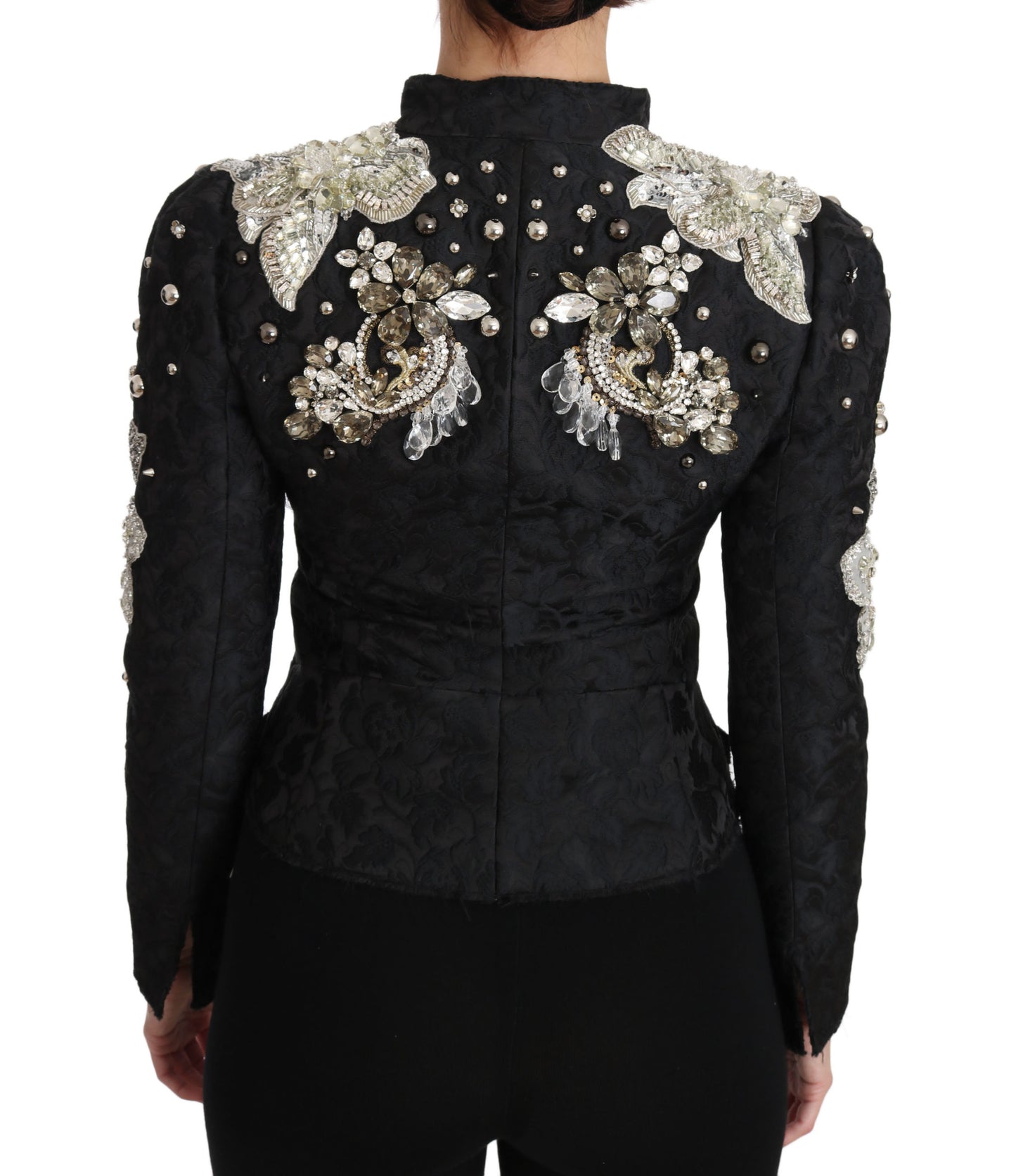 Elegante schwarz-silberne Barockjacke