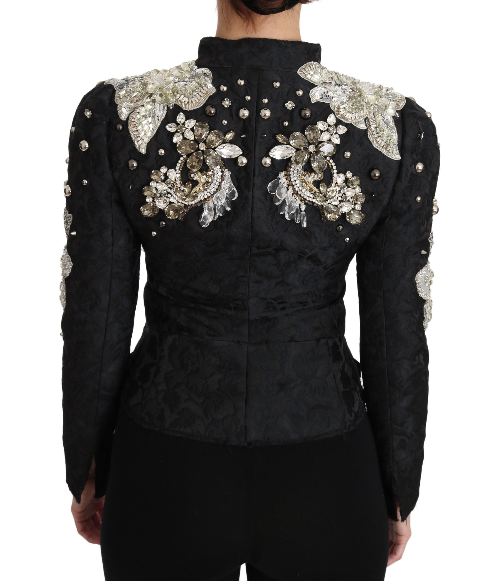 Elegante schwarz-silberne Barockjacke