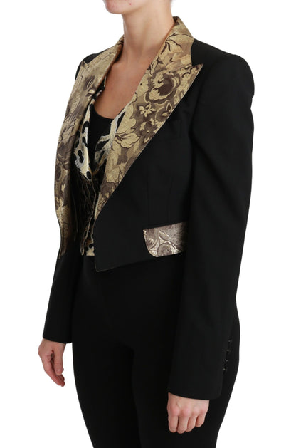 Opulentes Ensemble aus Jacke und Weste mit Blumenmuster in Schwarz und Gold