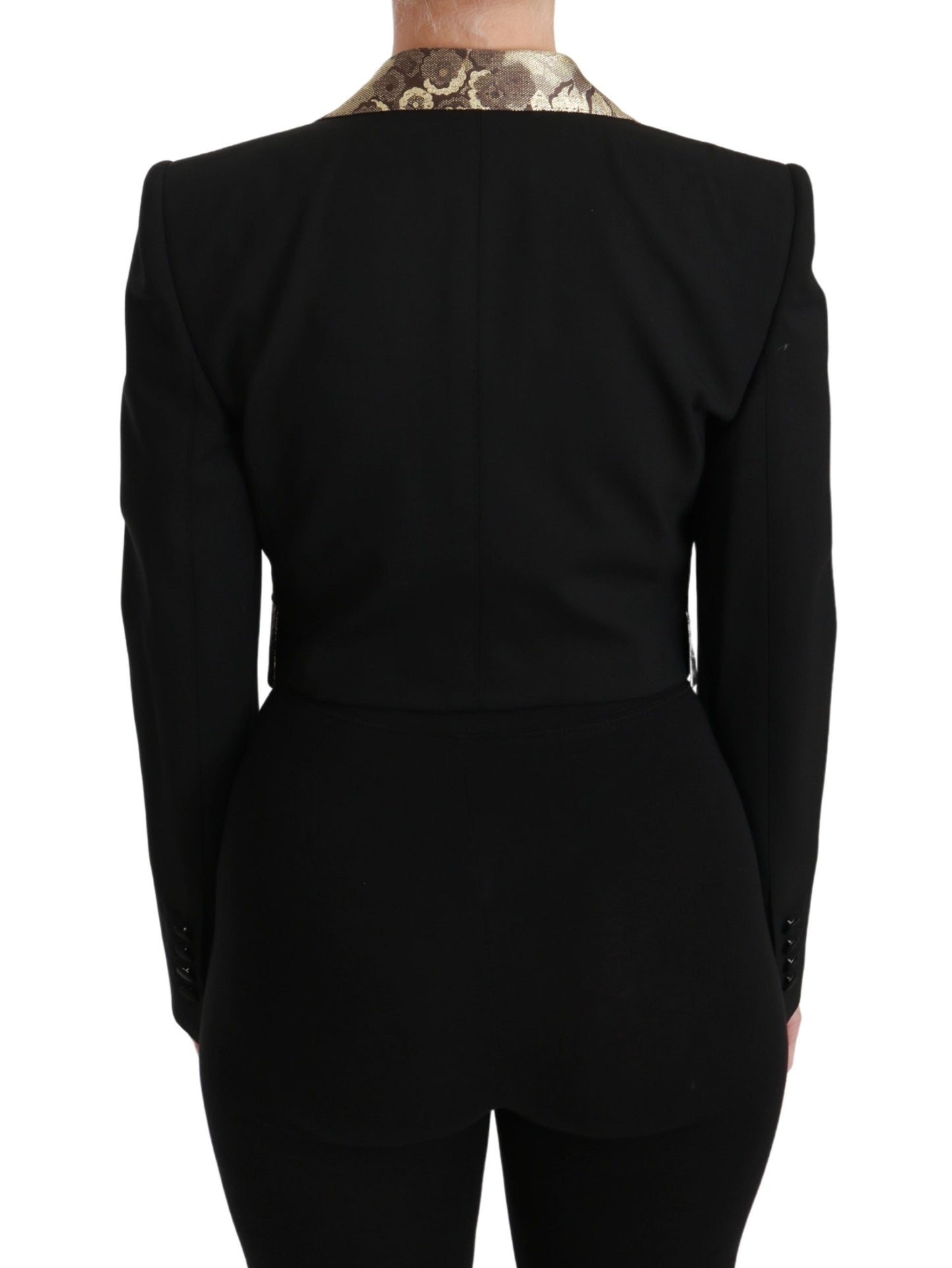 Opulentes Ensemble aus Jacke und Weste mit Blumenmuster in Schwarz und Gold