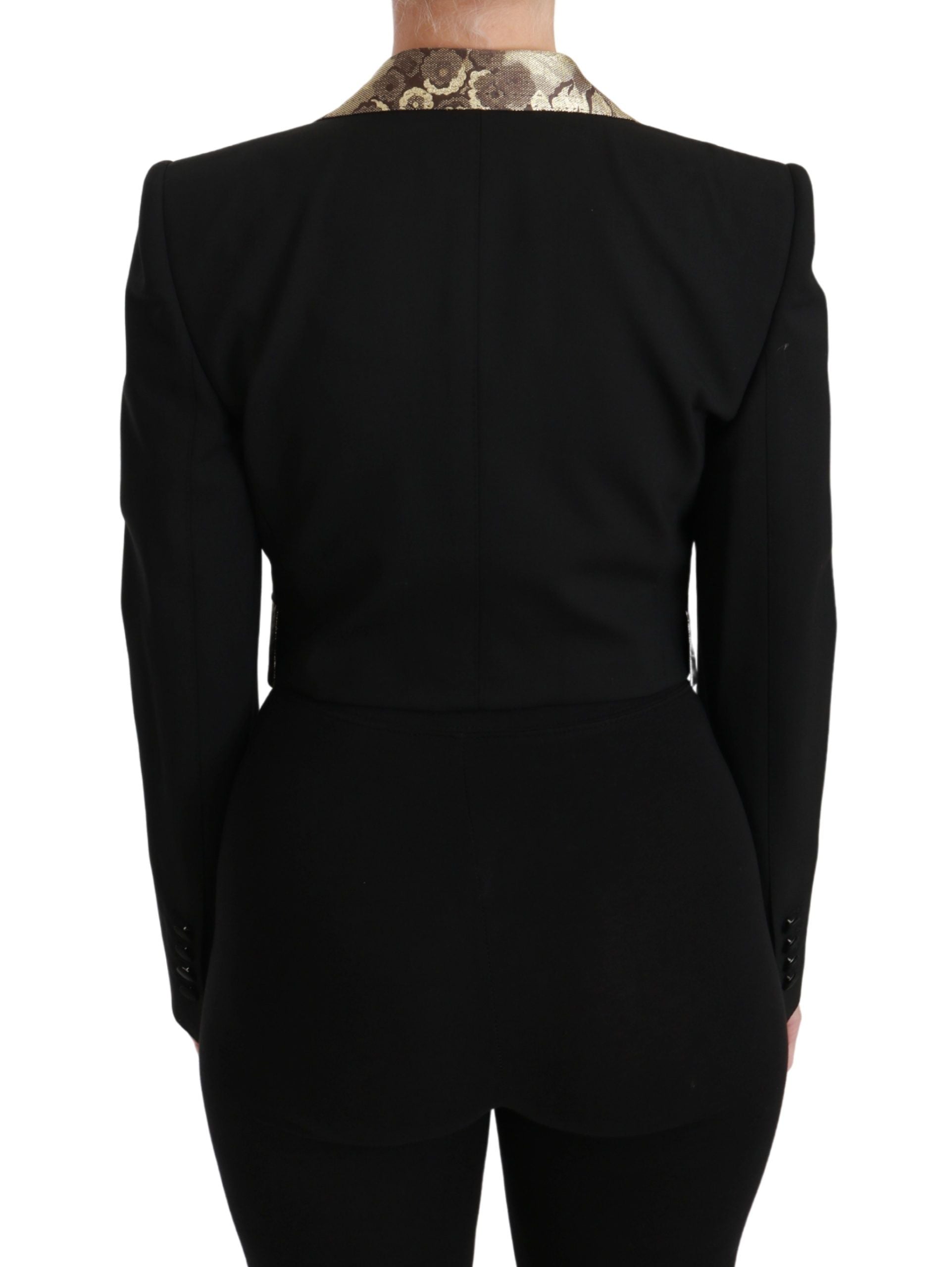 Opulentes Ensemble aus Jacke und Weste mit Blumenmuster in Schwarz und Gold