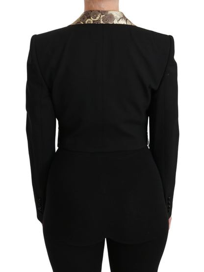 Opulentes Ensemble aus Jacke und Weste mit Blumenmuster in Schwarz und Gold