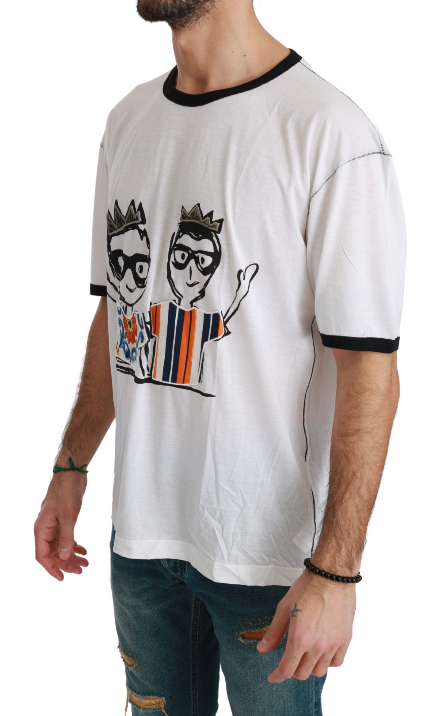 Elegantes weißes Herren-T-Shirt aus Seidenmischung
