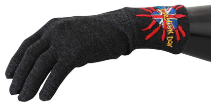Graue Unisex-Handschuhe aus Schurwolle
