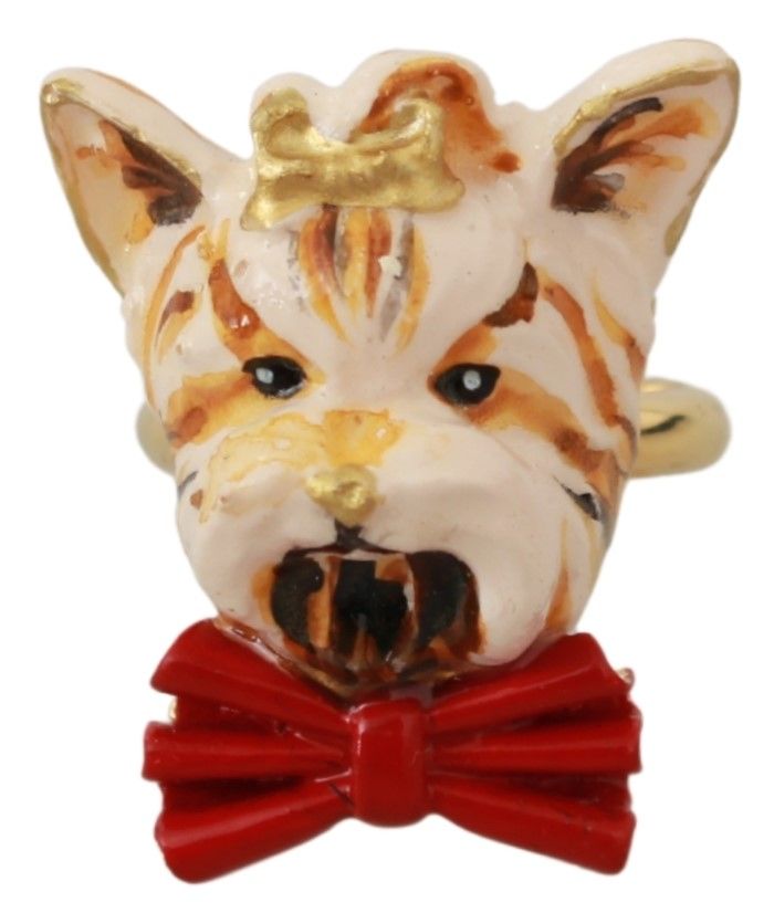 Schicker goldfarbener Statement-Ring mit Hundemotiv