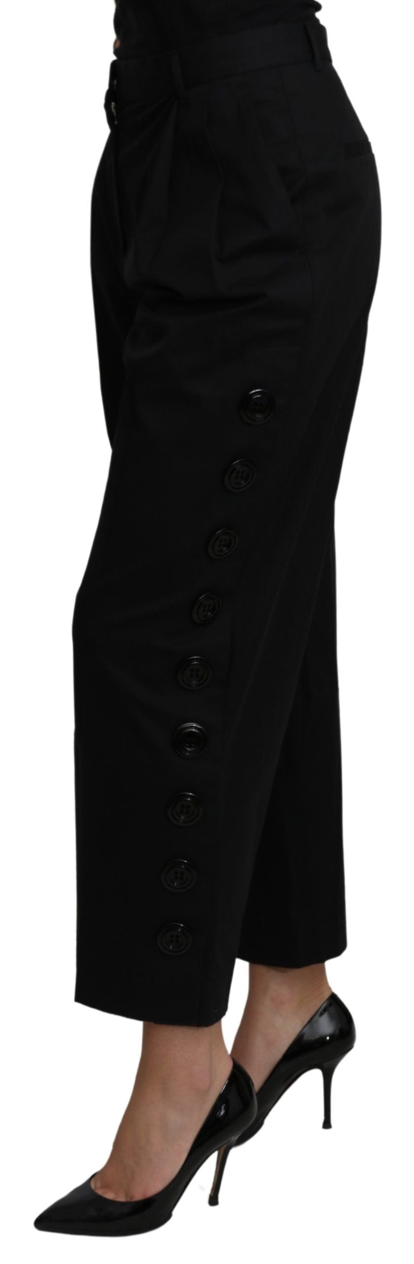 Elegante, verkürzte Hose mit hoher Taille