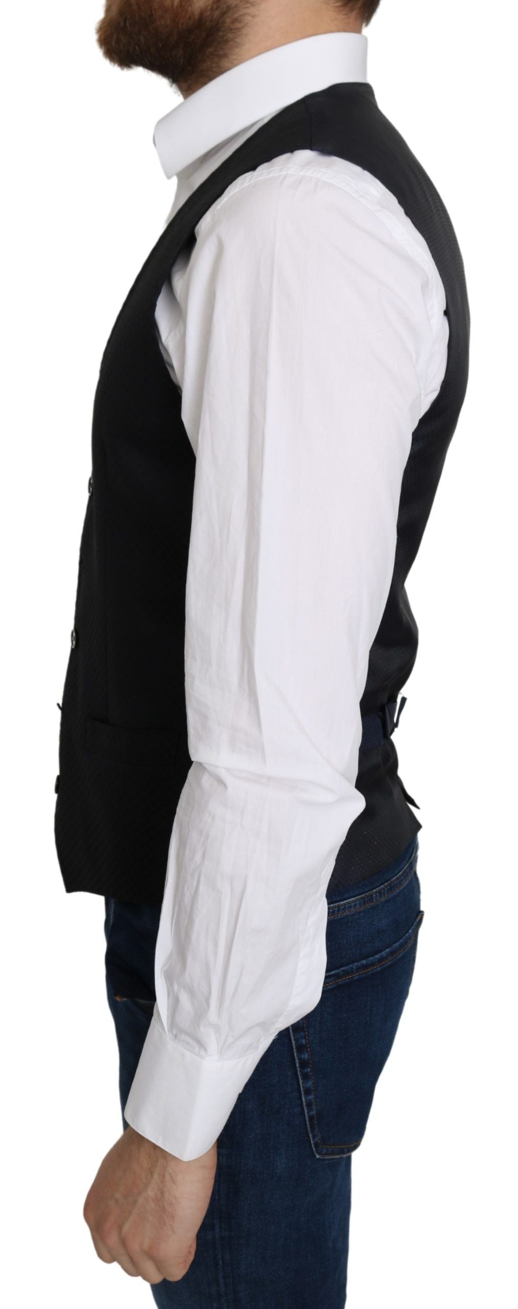 Elegante, blaue Weste aus Seidenmischung