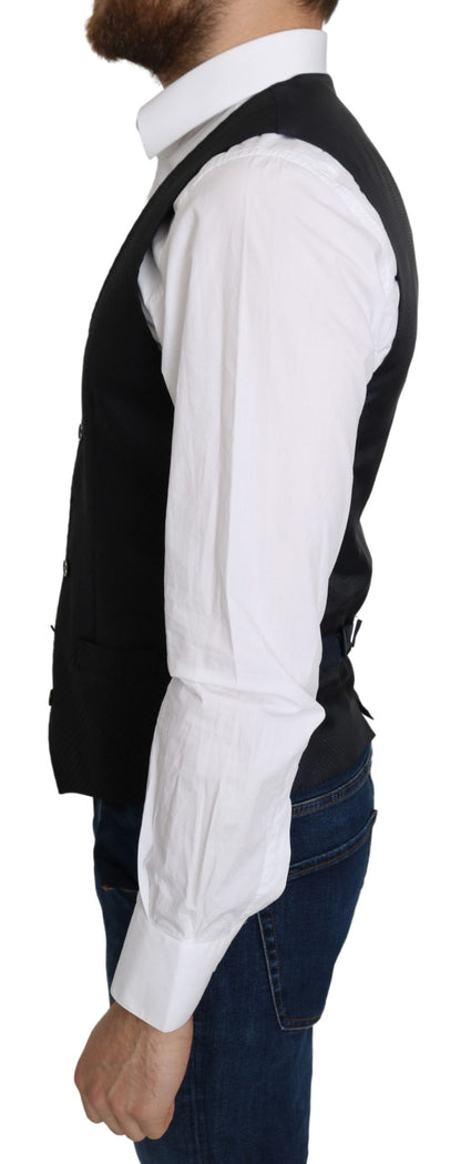 Elegante, blaue Weste aus Seidenmischung