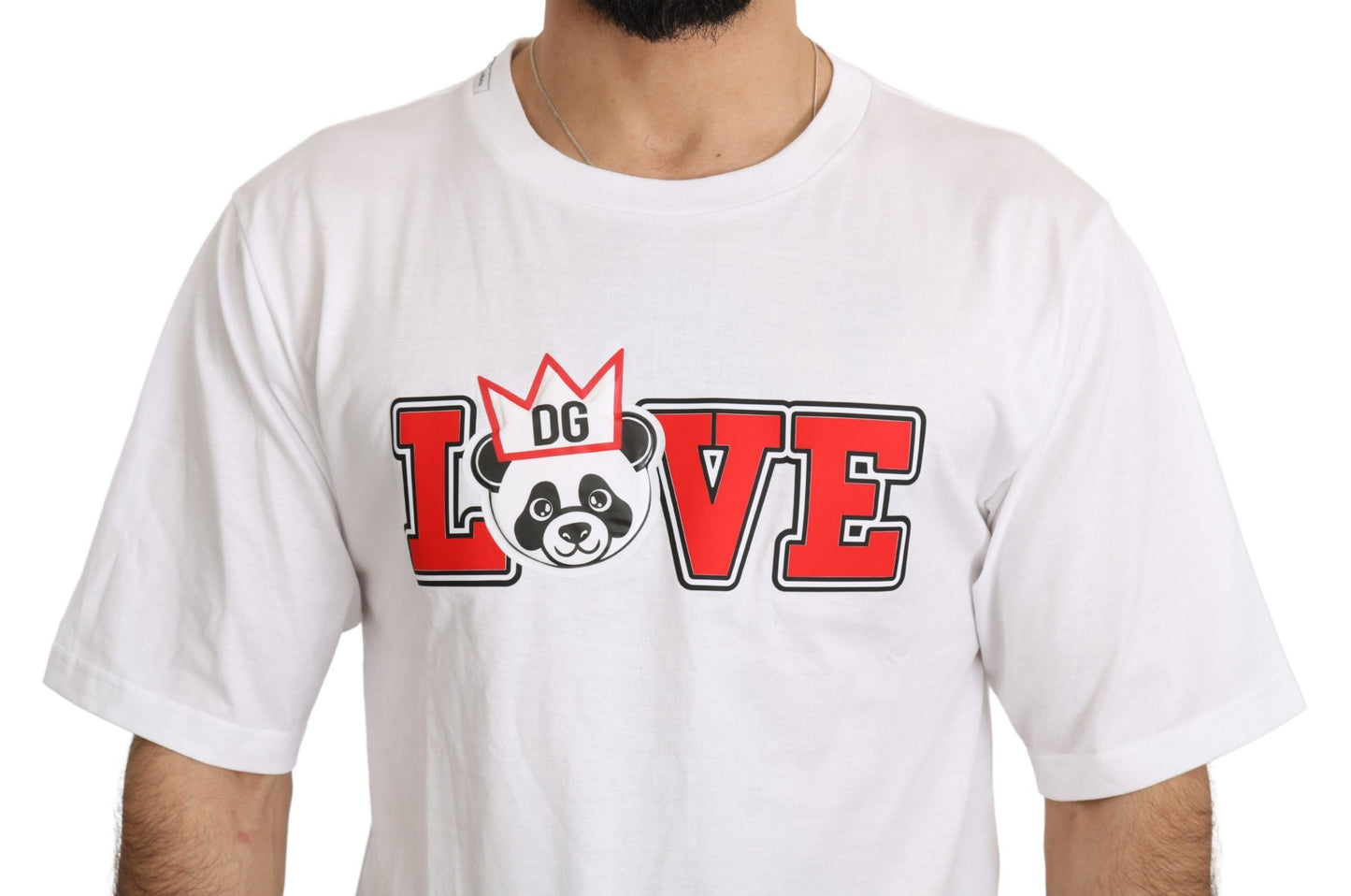 Schmales Rundhals-T-Shirt mit Panda-Motiv