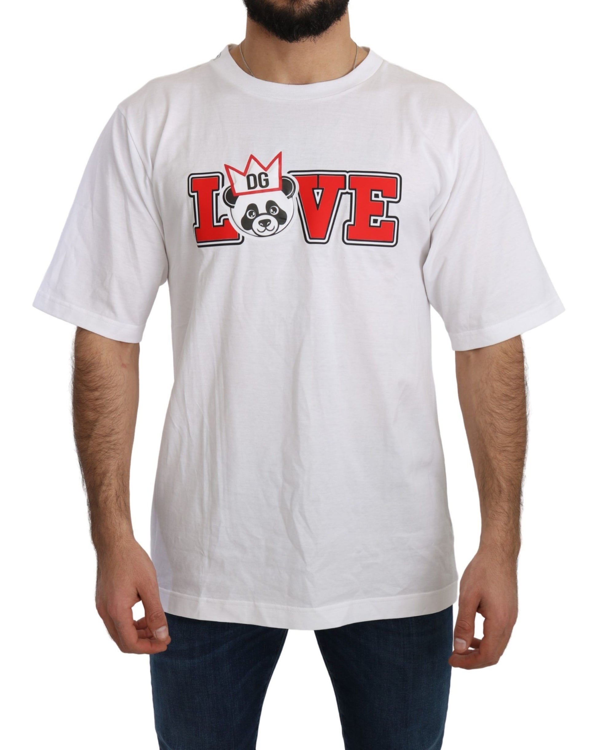 Schmales Rundhals-T-Shirt mit Panda-Motiv