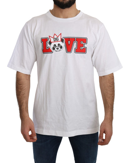 Schmales Rundhals-T-Shirt mit Panda-Motiv