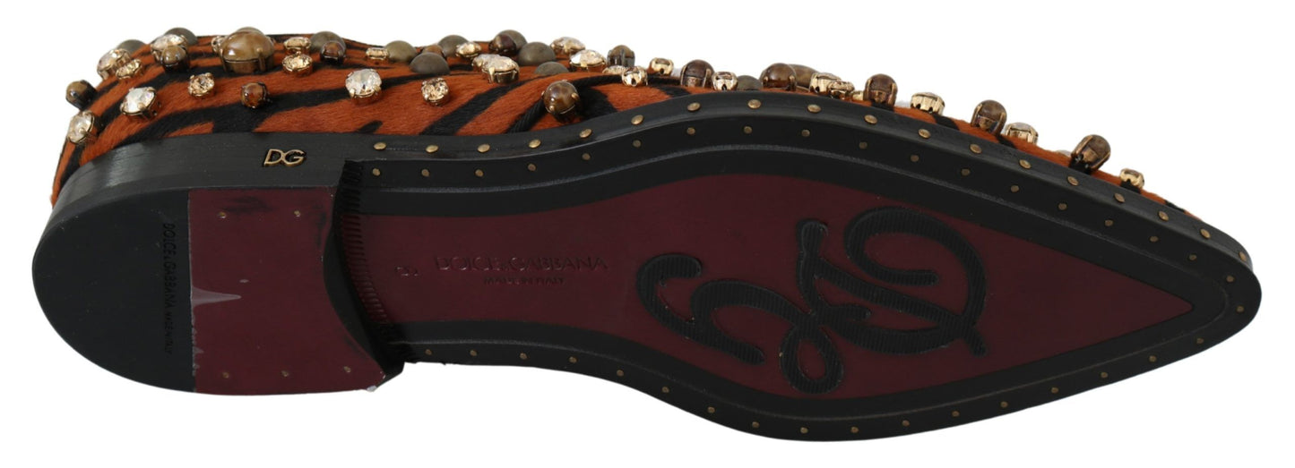 Ballerinas mit Tigermuster und Kristallverzierung