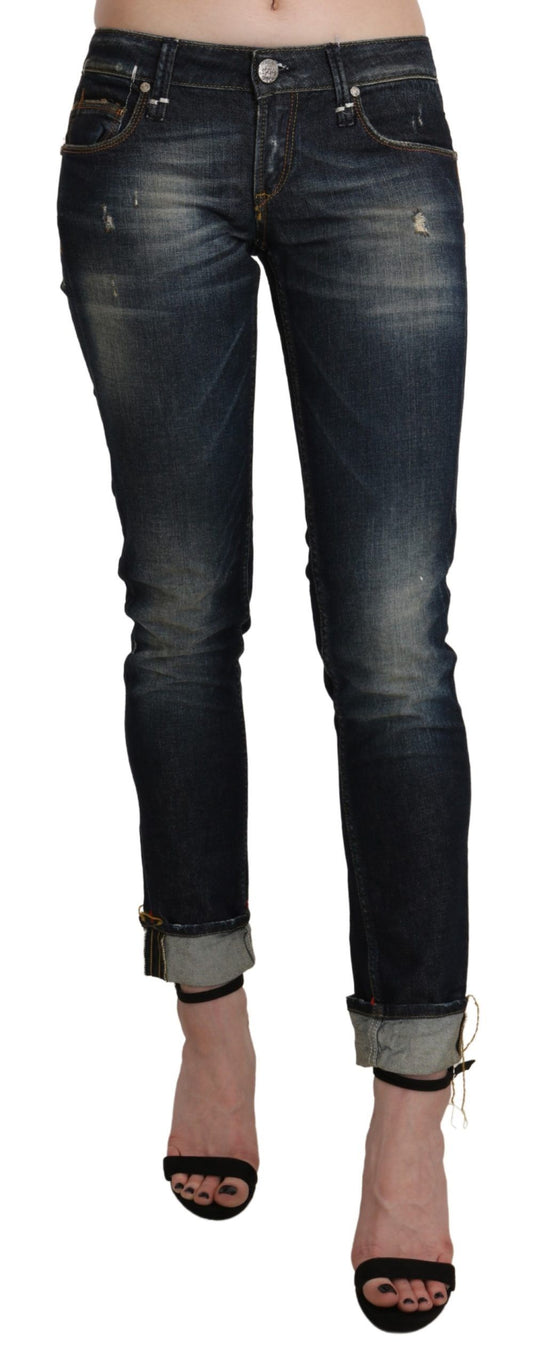 Schicke dunkelblaue Skinny Cropped Jeans