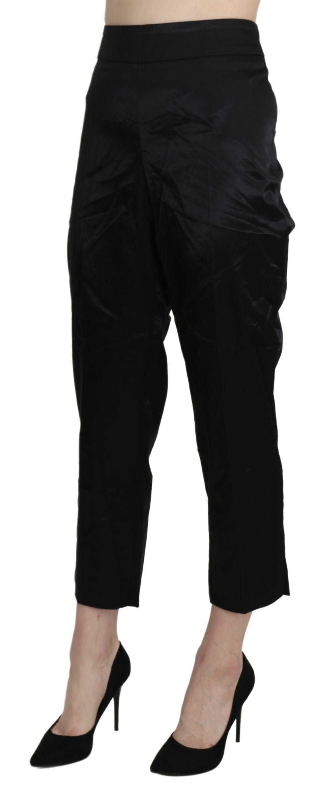Elegante, verkürzte Hose mit hoher Taille