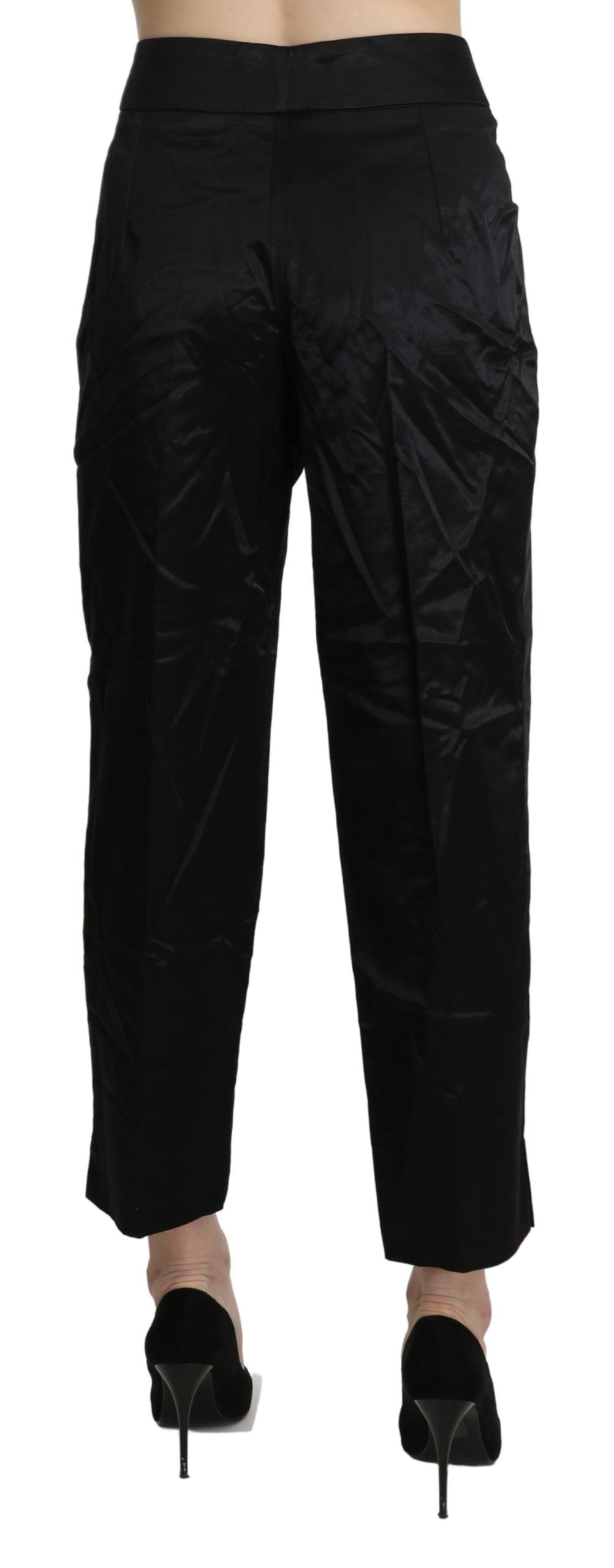 Elegante, verkürzte Hose mit hoher Taille
