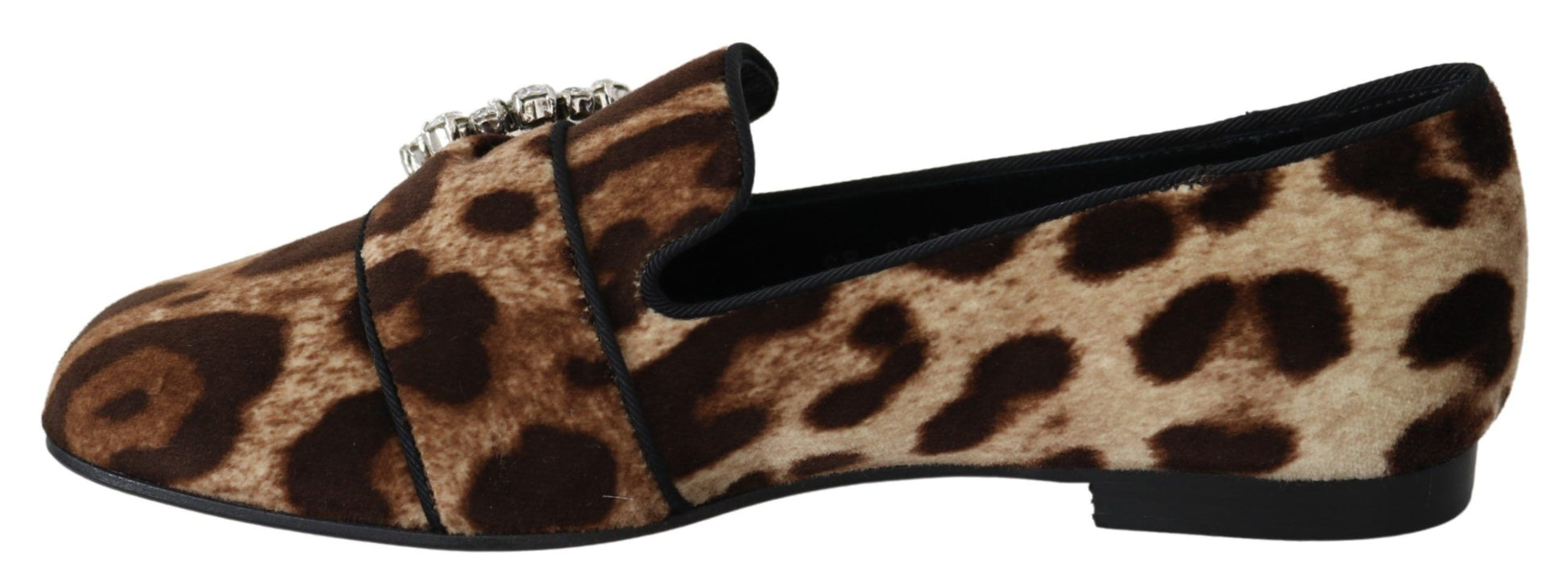 Loafer mit Leopardenmuster und Kristallverzierung
