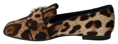 Loafer mit Leopardenmuster und Kristallverzierung