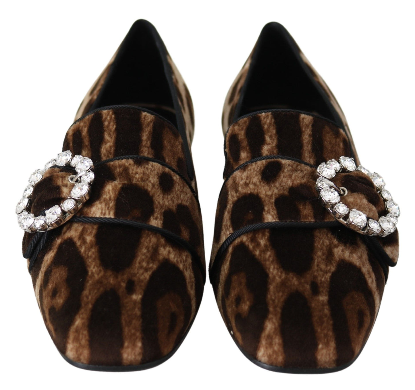 Loafer mit Leopardenmuster und Kristallverzierung