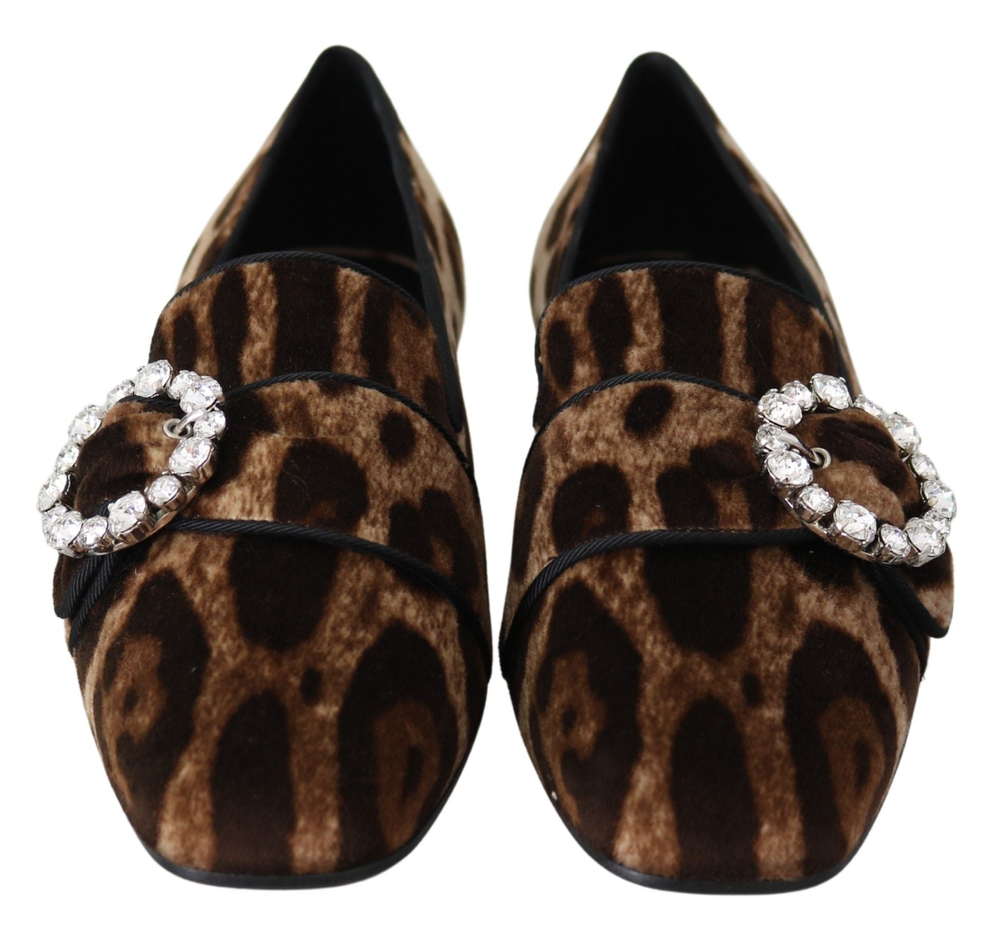 Loafer mit Leopardenmuster und Kristallverzierung