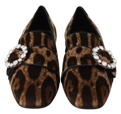 Loafer mit Leopardenmuster und Kristallverzierung