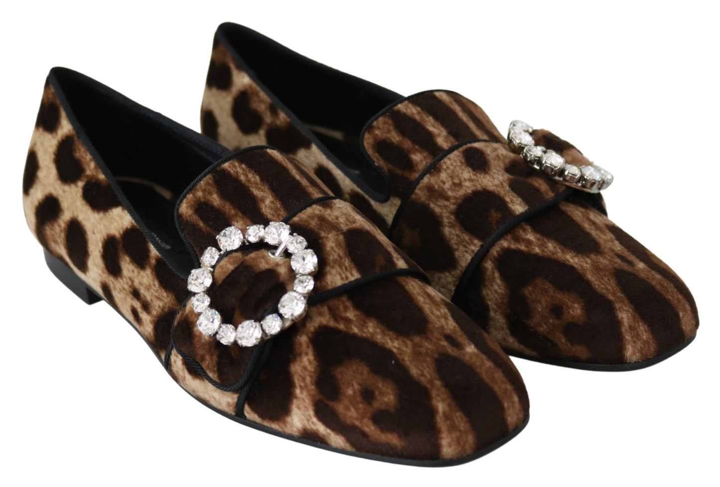 Loafer mit Leopardenmuster und Kristallverzierung
