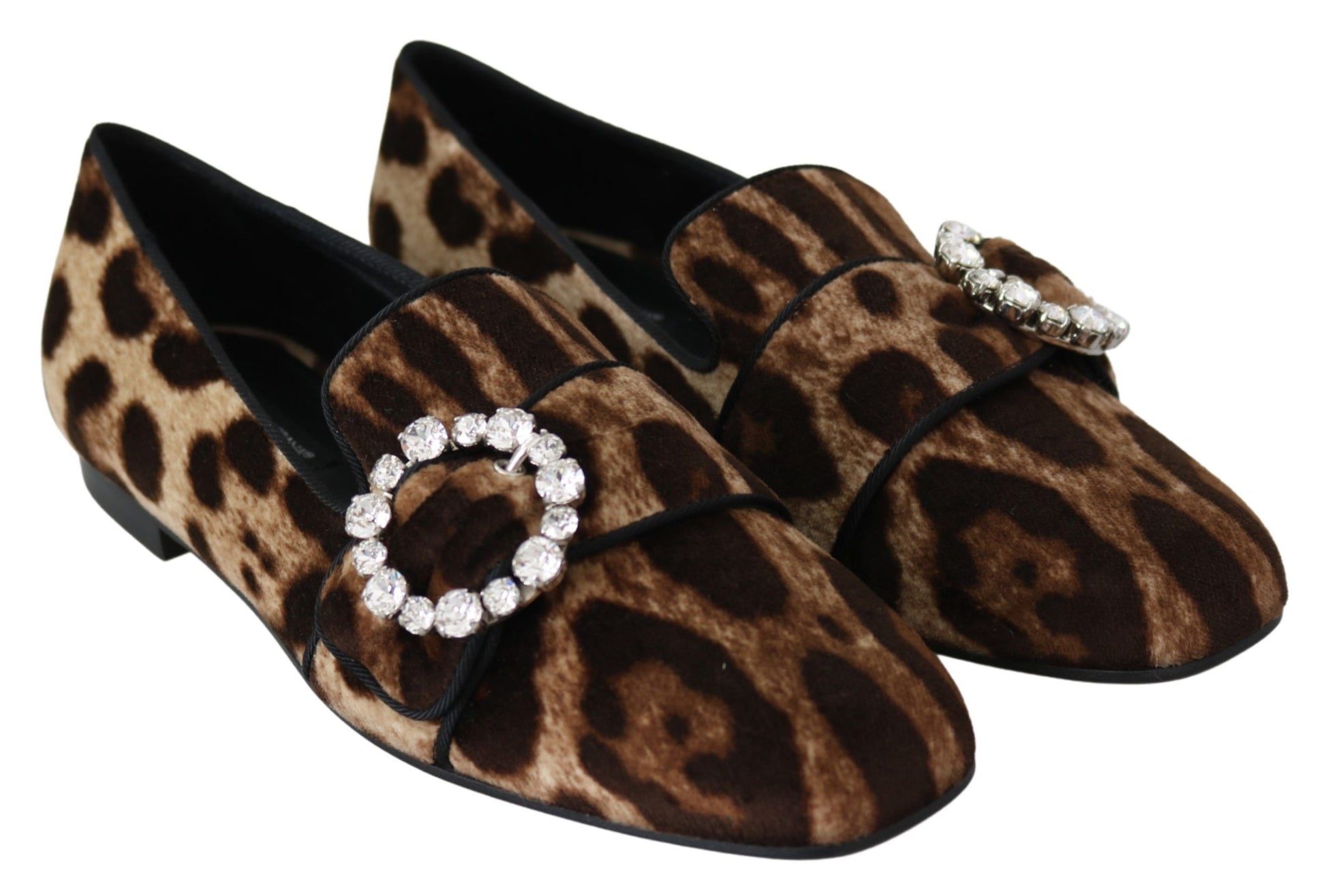 Loafer mit Leopardenmuster und Kristallverzierung
