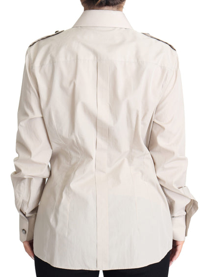 Elegantes beiges Safarihemd aus Baumwolle