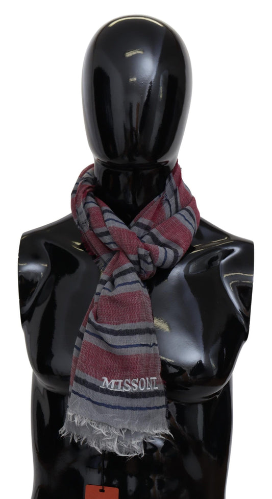 Elegant Multicolor Striped Wool Scarf
