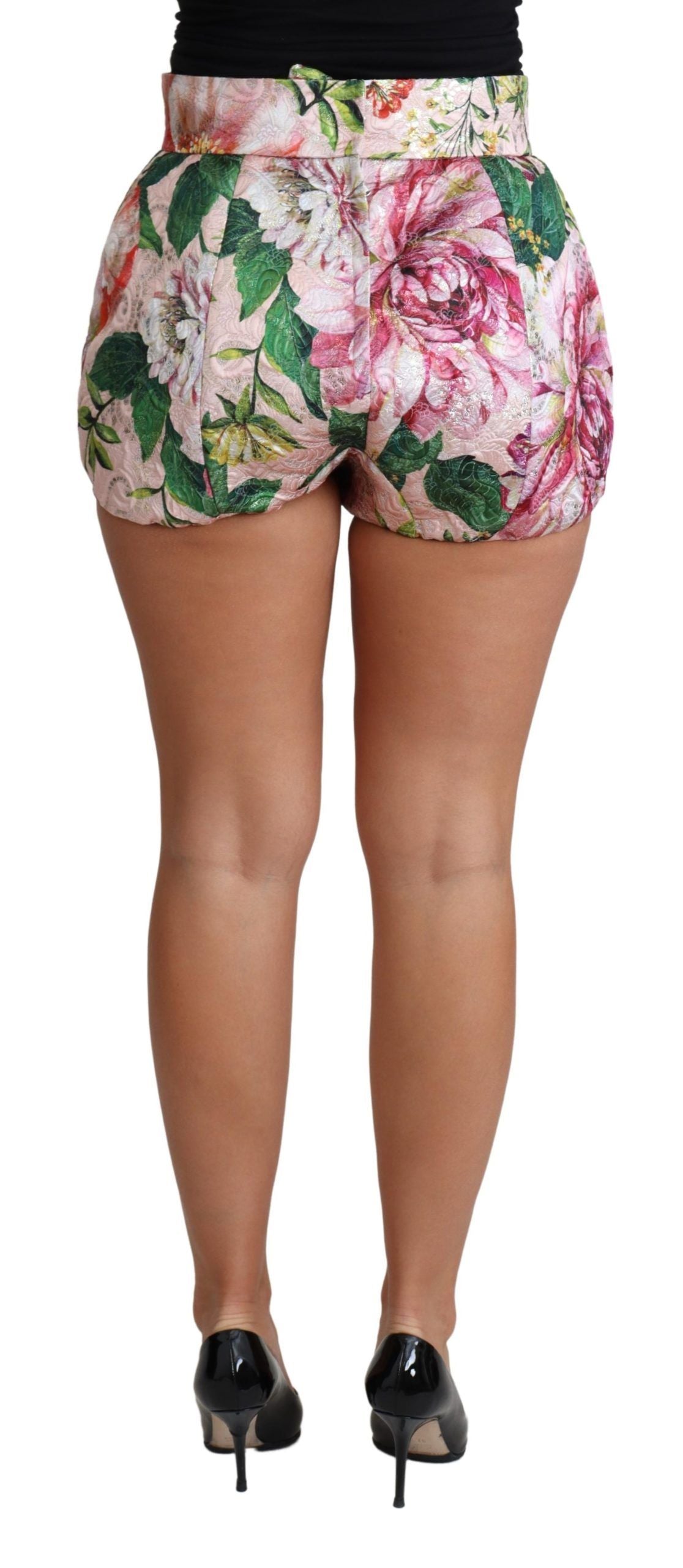 Schicke Hotpants mit hoher Taille und Blumenmuster in Rosa