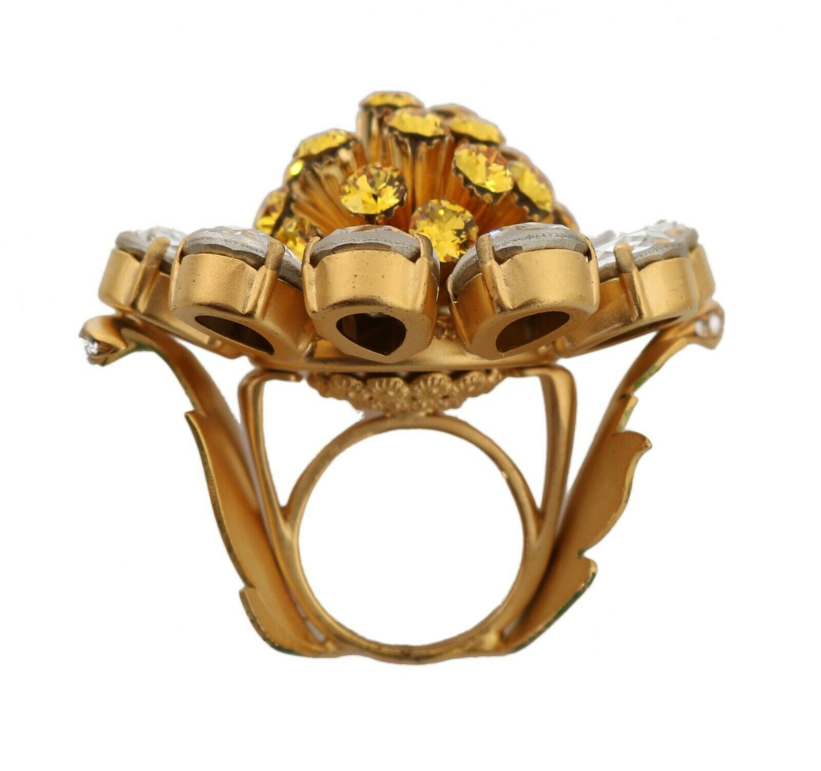 Statement-Ring mit Kristallblume, Größe US 7,5